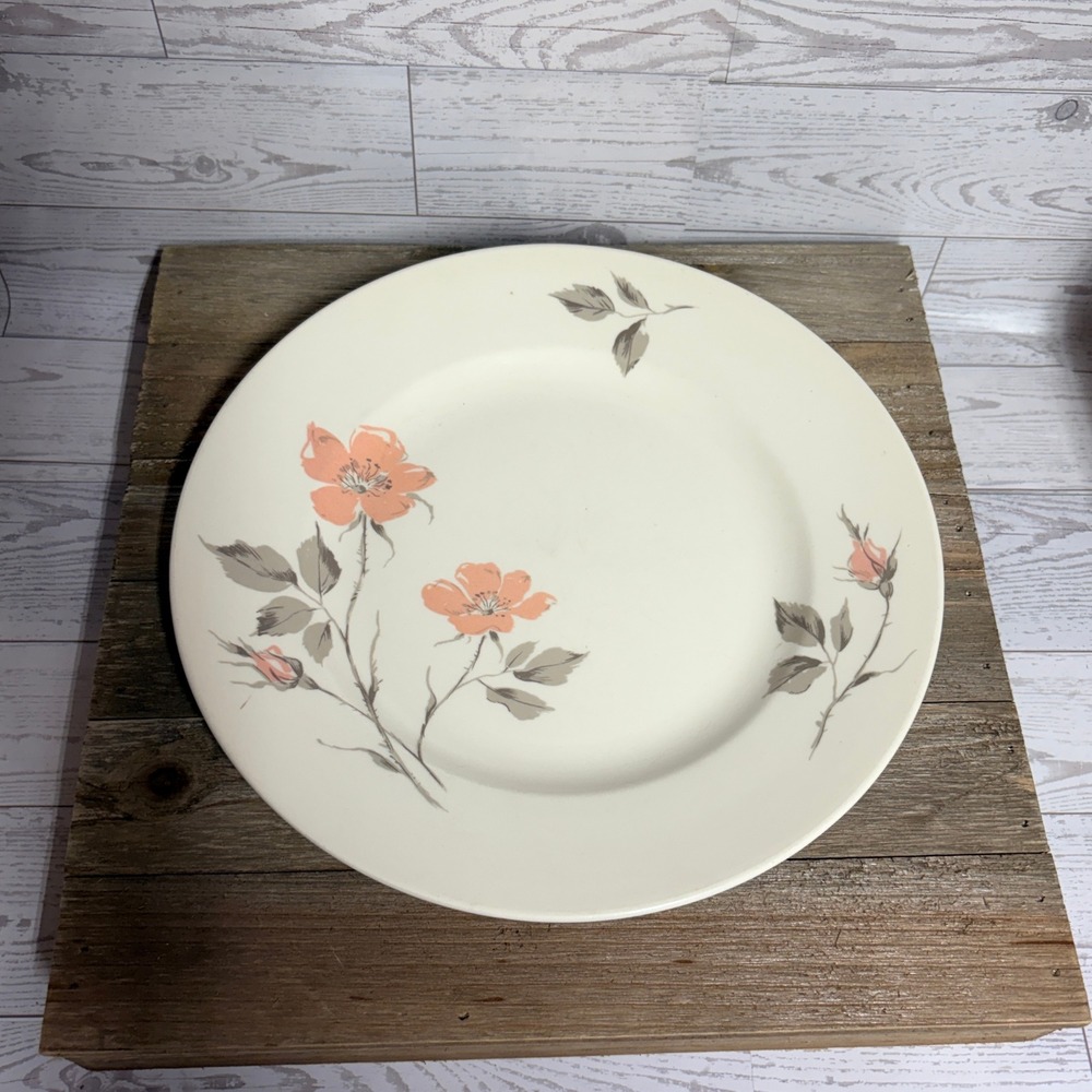 Knowles Dawn Rose Dinner Plate Designed by Kalla Vintage MCM Pink Floral 10in